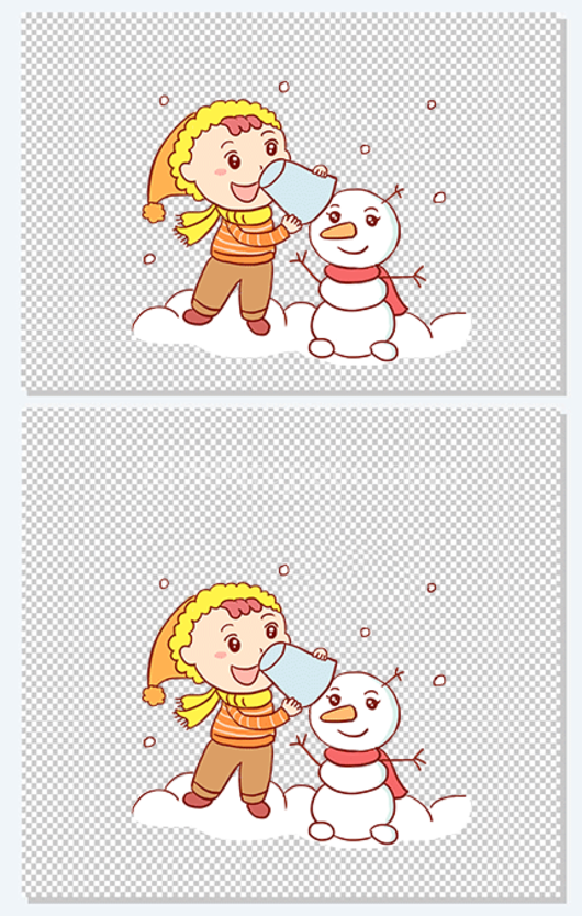  手绘冬季小女孩堆雪人