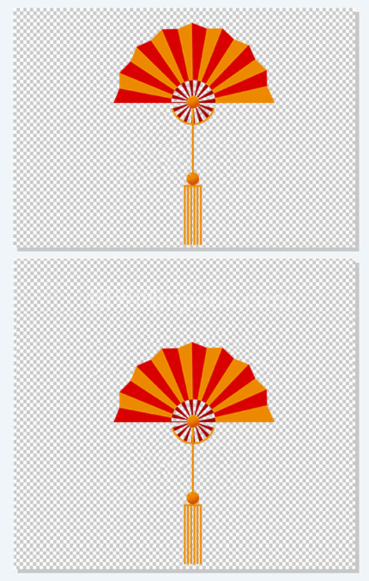 红色折扇免扣装饰新年
