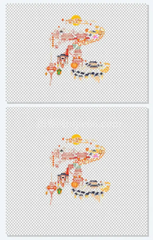 元宵节插画风格海报古风城楼元素