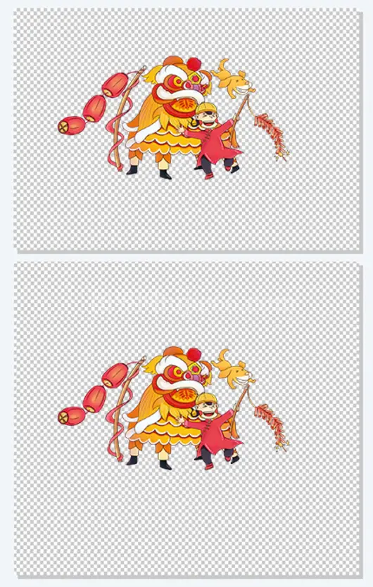 喜庆手绘节日插图元宵节舞狮子插