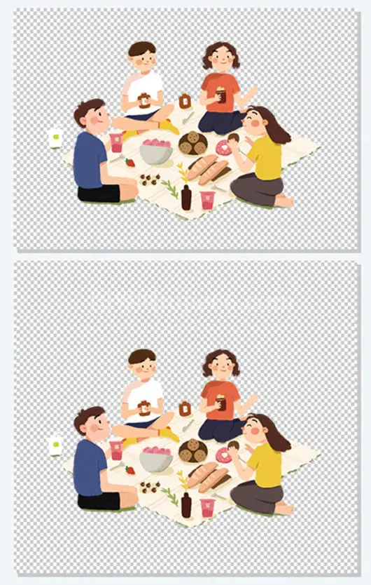 春游卡通手绘插画素材