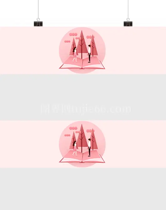 情人节可爱卡通插画小清新banner