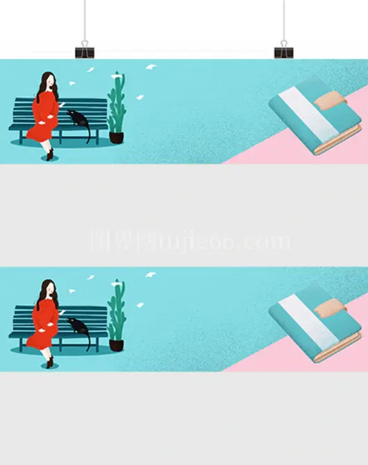 情人节可爱卡通插画小清新banner