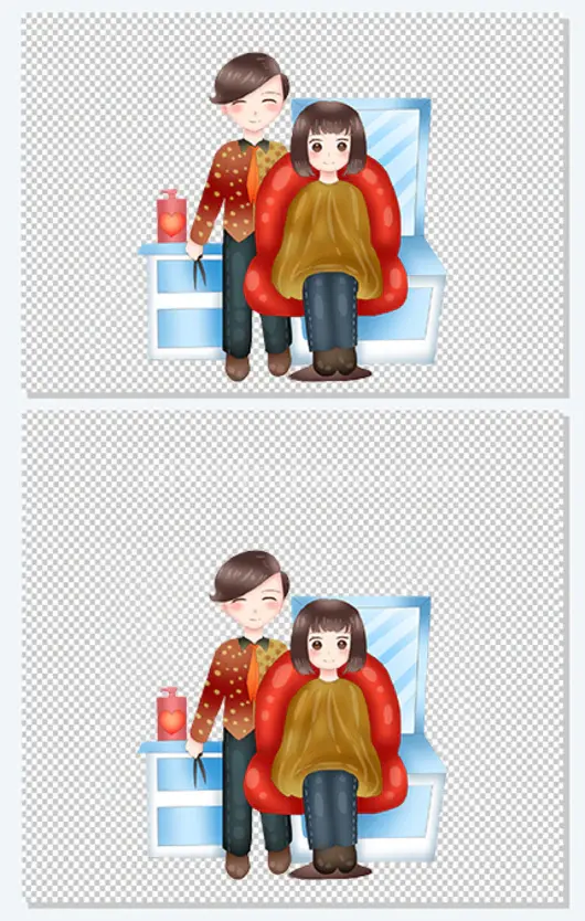 手绘美女理发