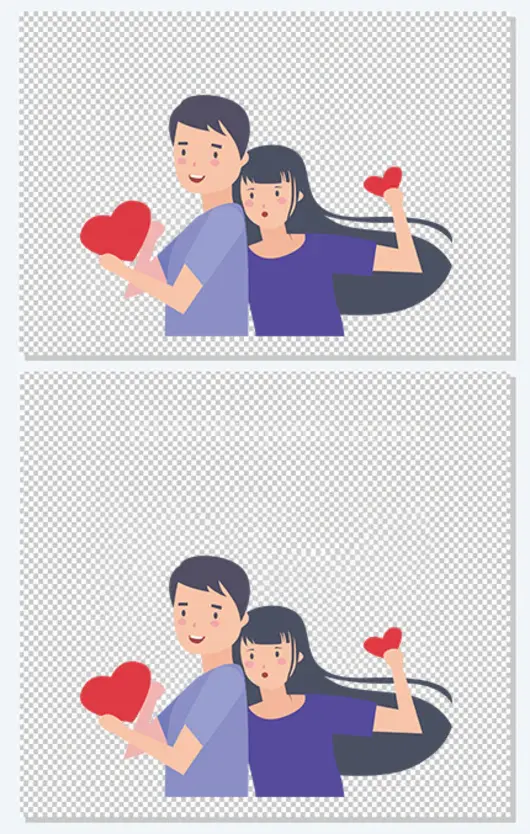 手绘插画七夕情人节情侣设计