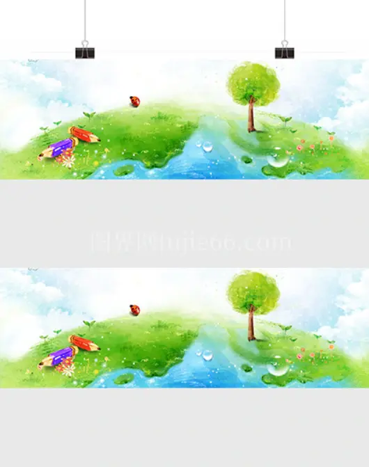 幼儿园宣传栏植树节海报背景