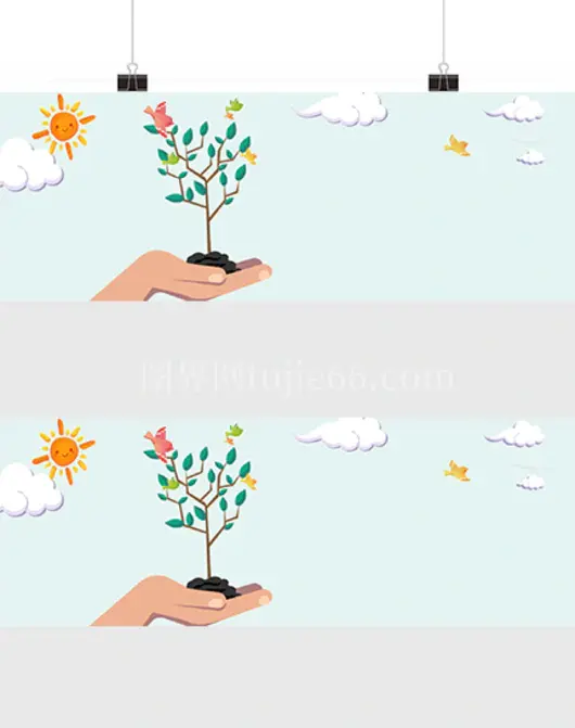 天猫卡通植树节海报背景