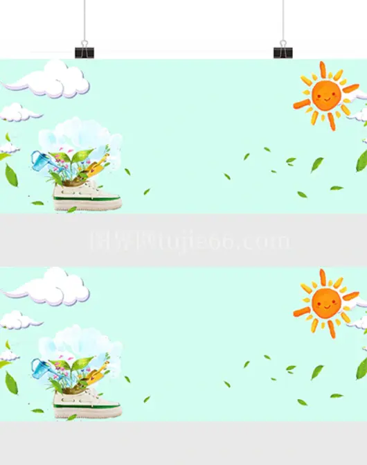 卡通植树节简约绿色背景