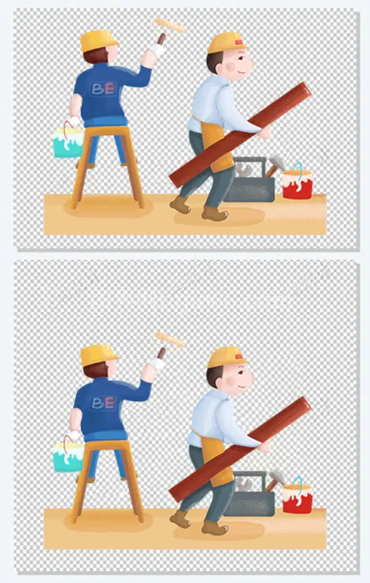 劳动人员手绘画