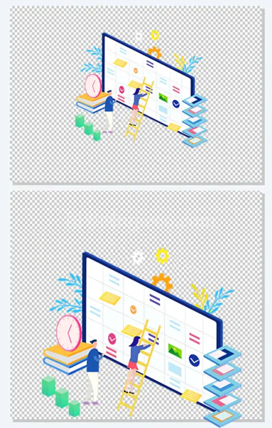 手绘电脑商务办公插画