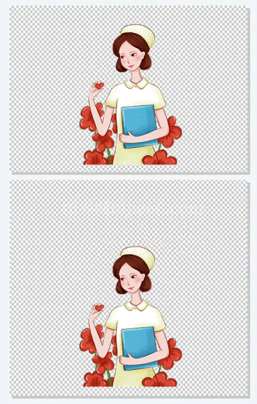 手绘女护士鲜花形象