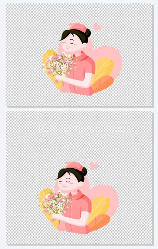 卡通抱花护士节护士形象