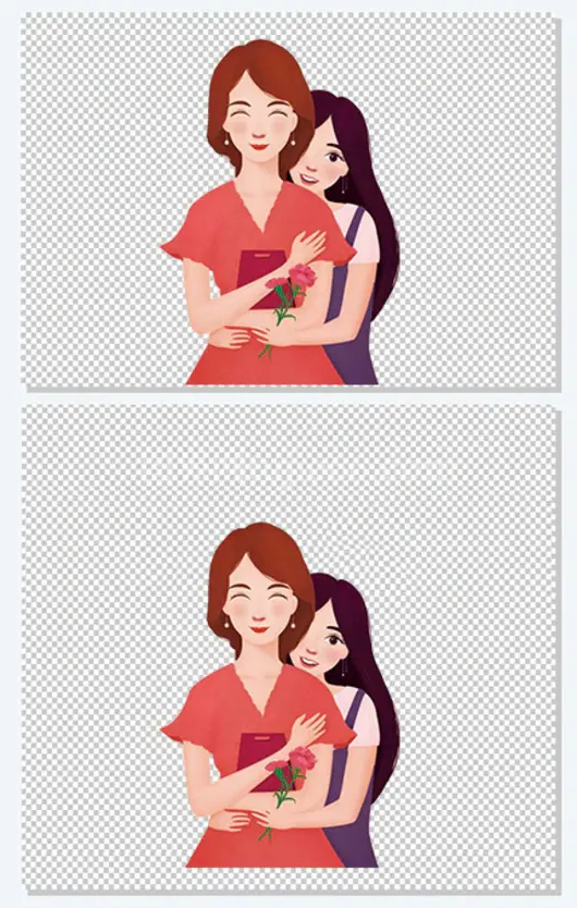 手绘母亲节装饰插图妈妈与女儿