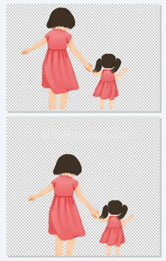 手绘水彩卡通插图母亲节母子