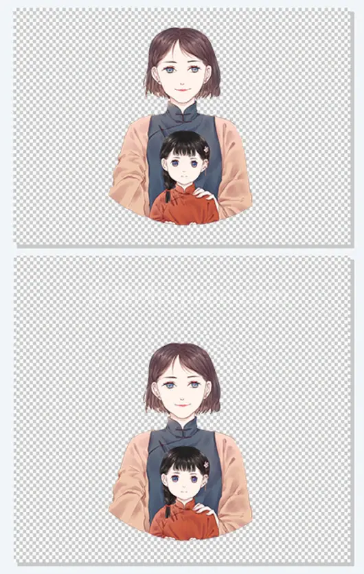 手绘插画母亲节妈妈与女儿