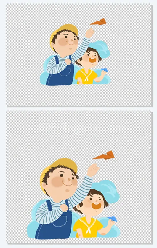 孩子玩耍纸飞机卡通人物插画