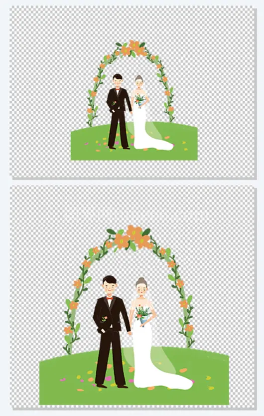 婚礼夫妇结婚照插画