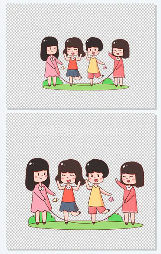 小朋友跳绳玩游戏场景元素