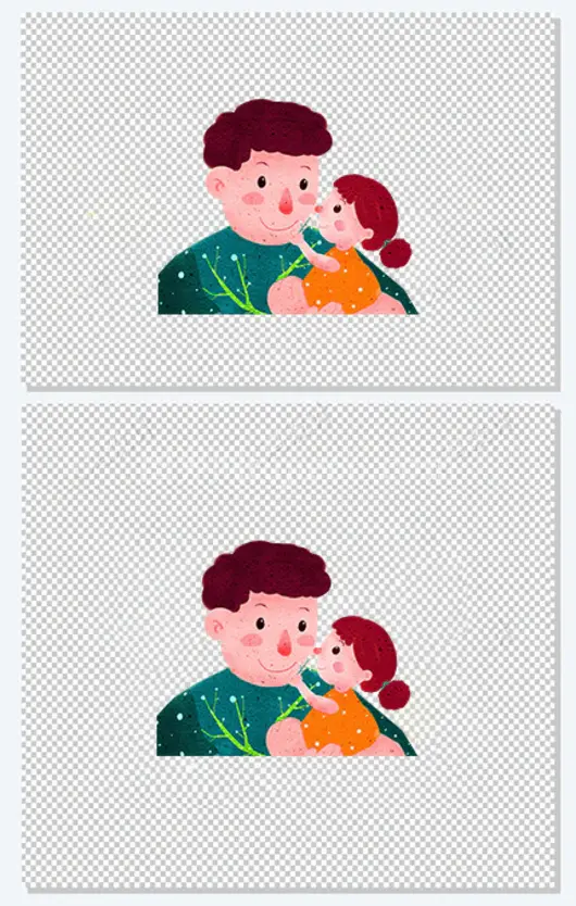 手绘可爱插画父亲节爸爸与女儿温
