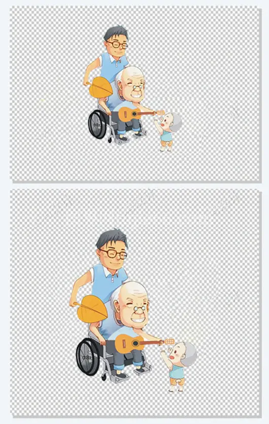 手绘可爱人物插图父亲节父子三代
