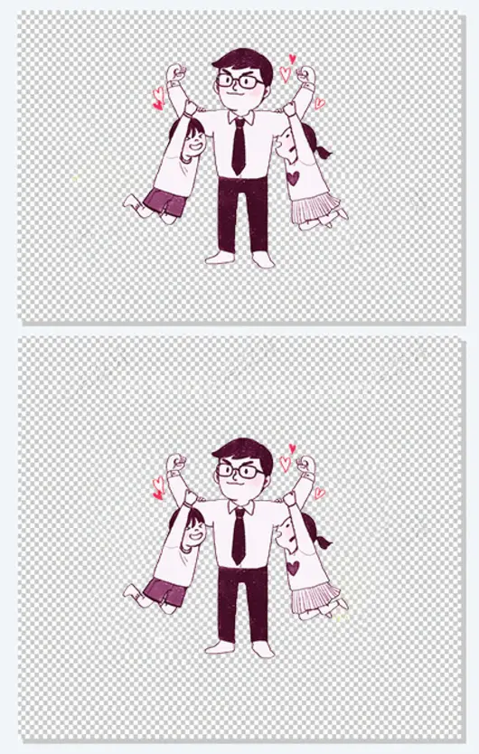 手绘简笔插画父亲节插图爸爸与孩