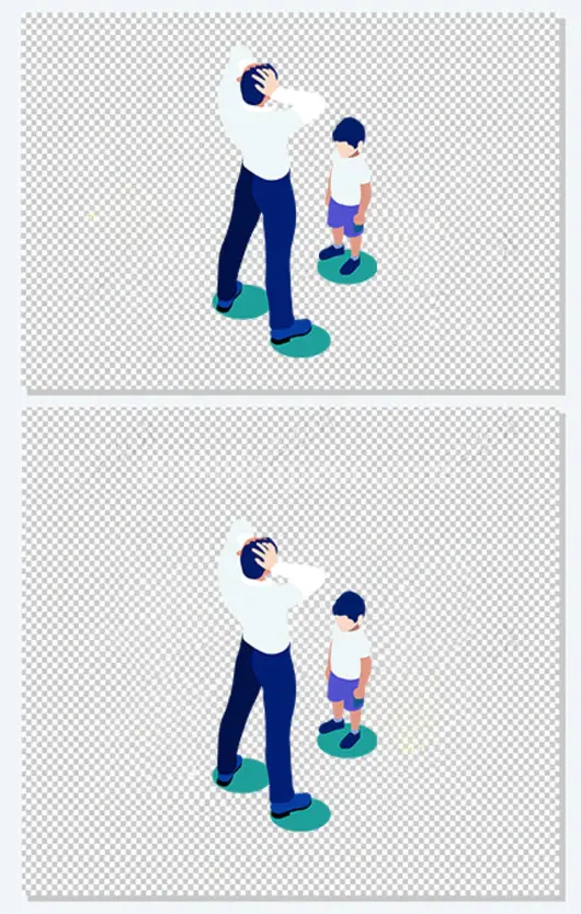 父亲和儿子卡通插画