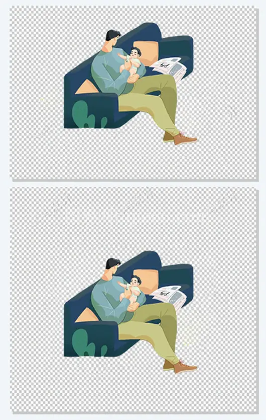 手绘插画父亲节可爱插图