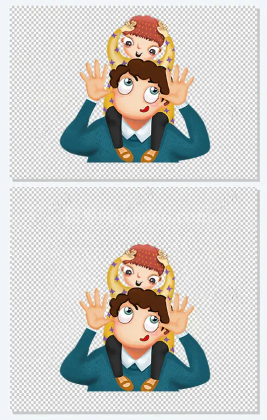 彩色扁平化父亲节卡通插画