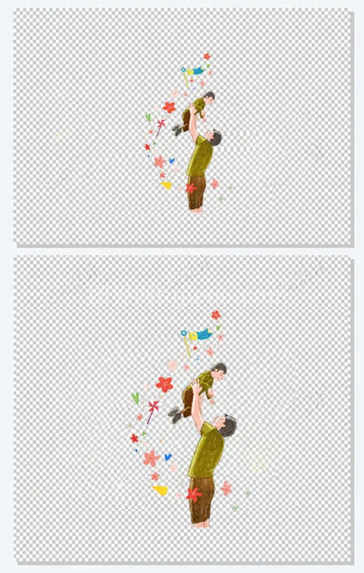手绘插画父亲节亲子插图