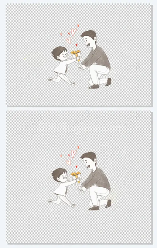 手绘插画父亲节亲子插图给爸爸礼