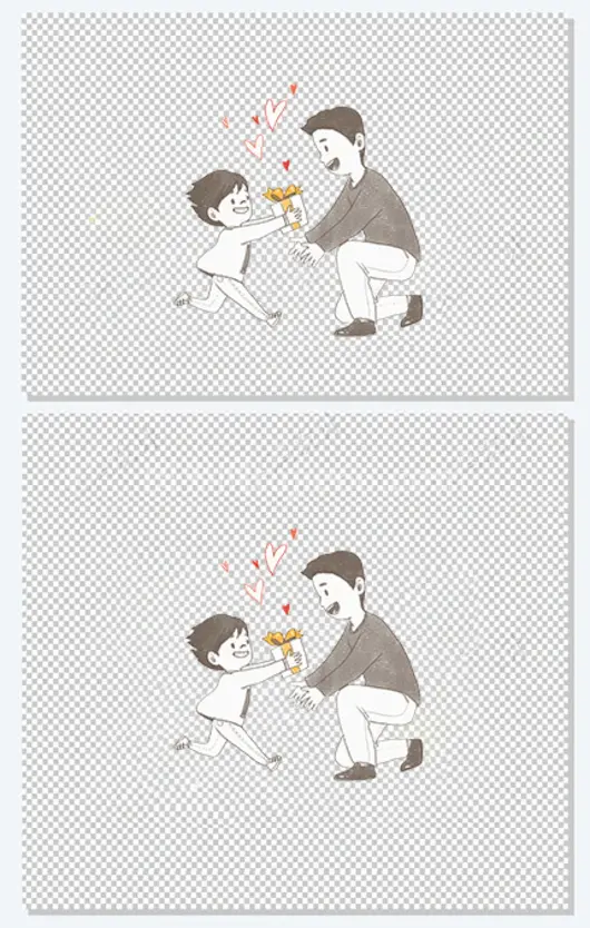 手绘插画父亲节亲子插图给爸爸礼
