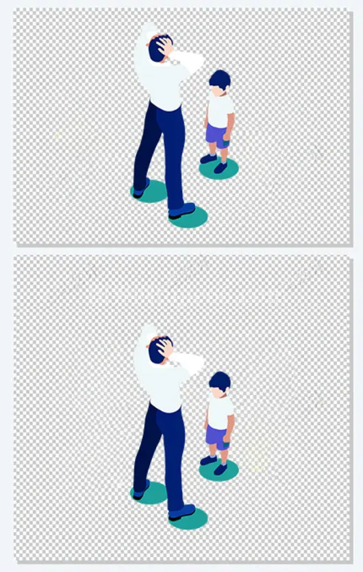 父亲和儿子卡通插画