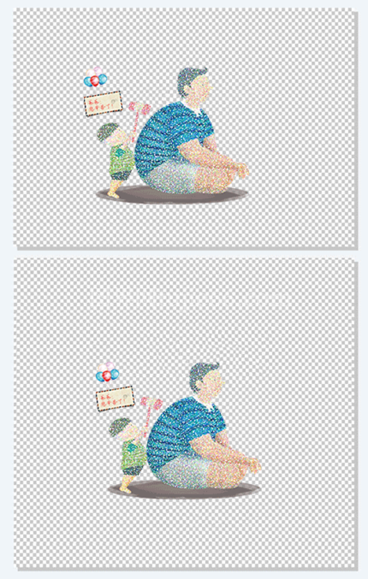 手绘父子插画免抠