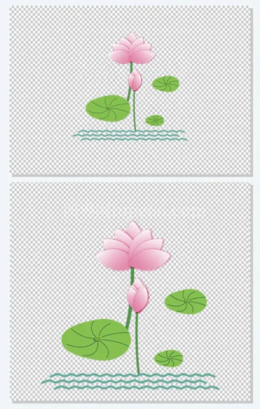 卡通 清新绿色荷花荷叶装饰插画