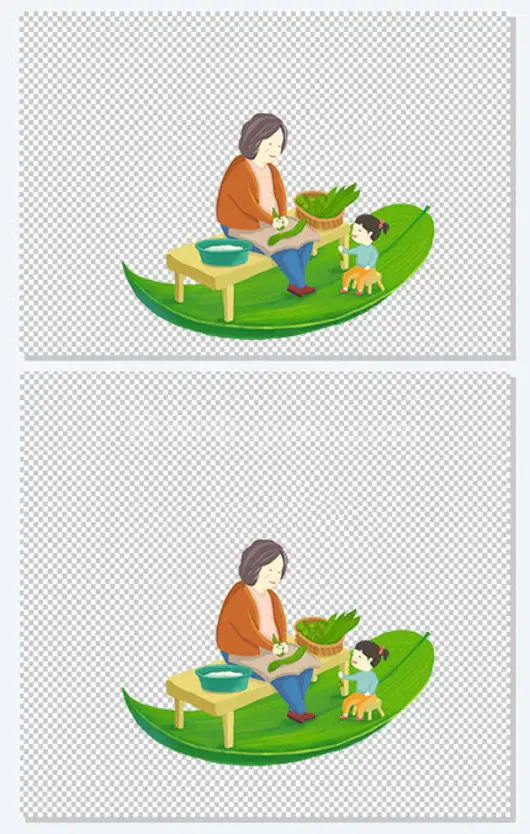 彩色创意端午亲情卡通插画