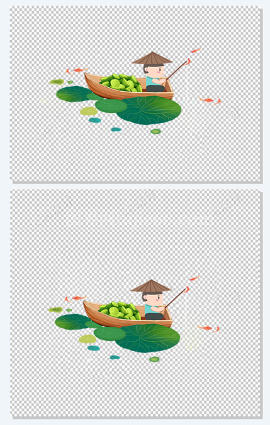 清新手绘小暑小船采莲主题插画