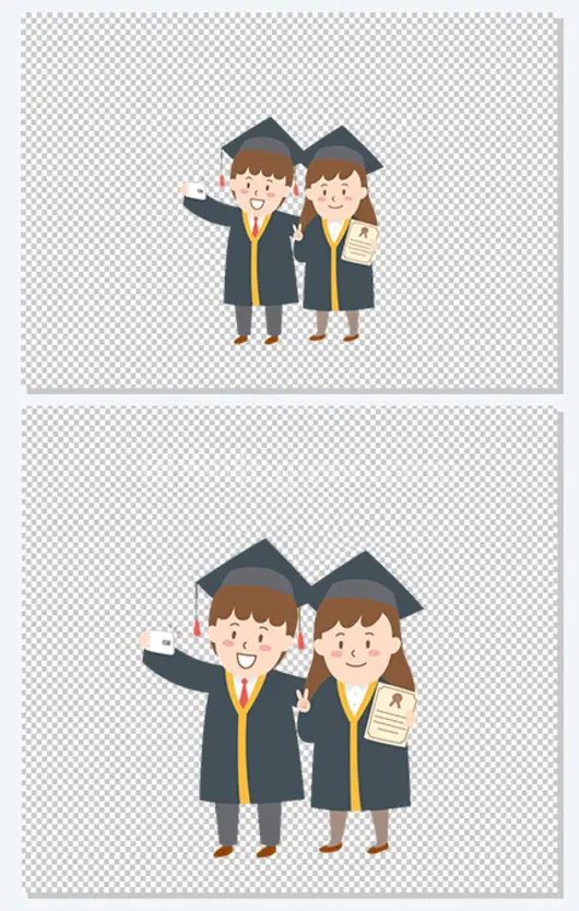 手绘人物插图毕业季毕业生自拍合