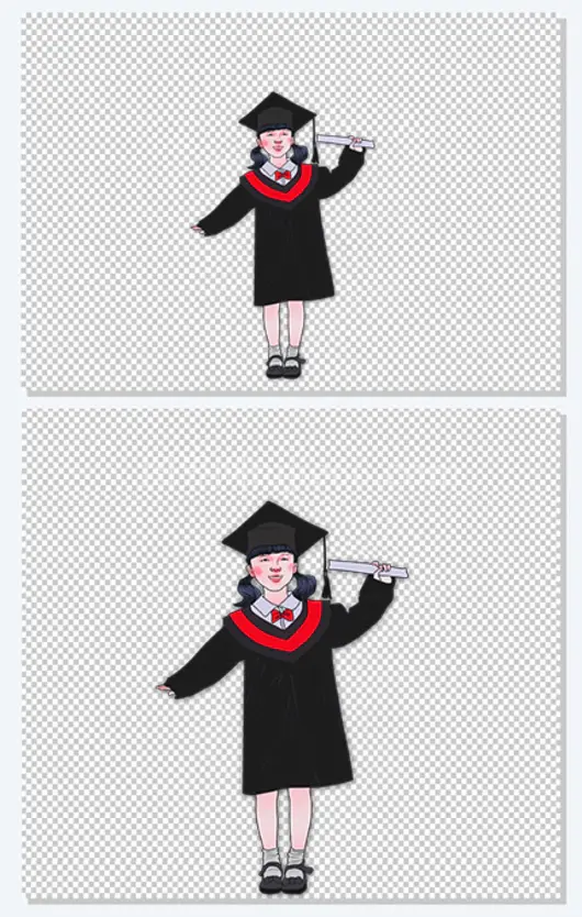 毕业季学士服小女孩插画