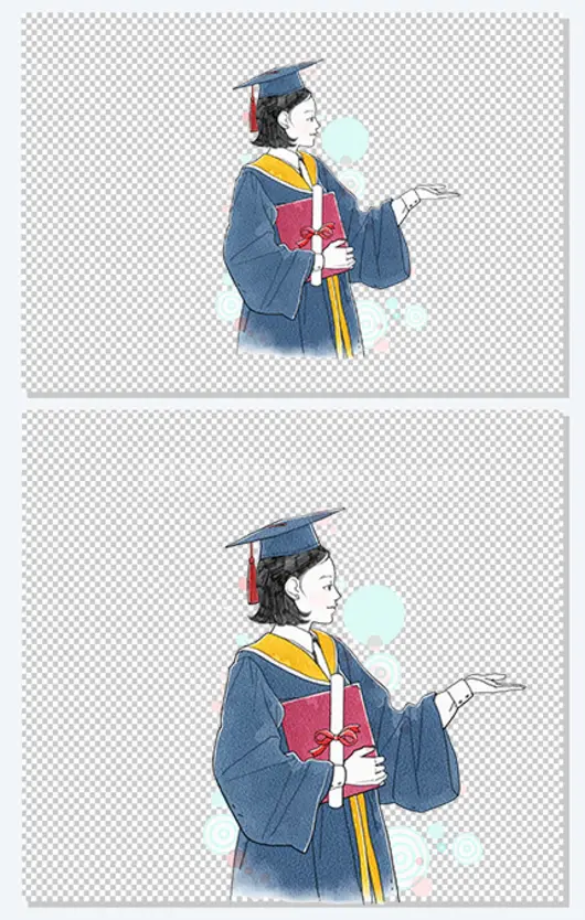 彩色手绘毕业卡通插画
