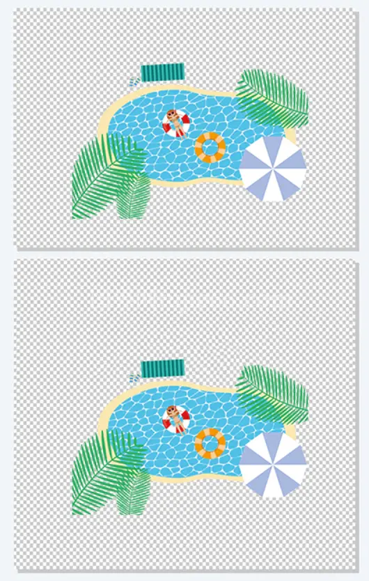 手绘夏季泳池矢量图插画