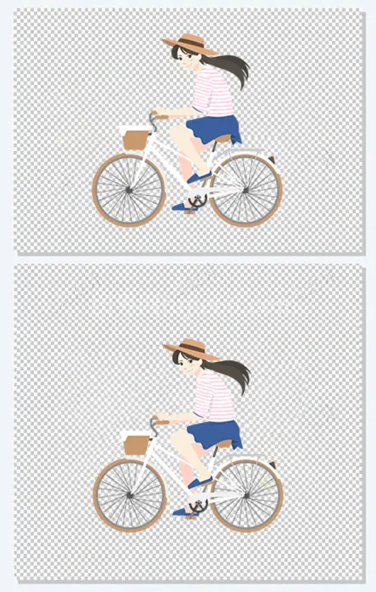 卡通夏季骑自行车少女插画装饰