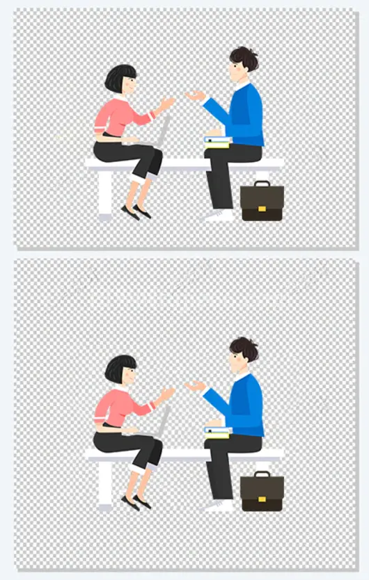 暑假实习工作讨论场景插画