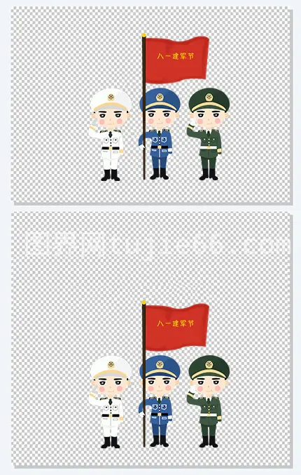 八一建军节红旗卡通人物形象