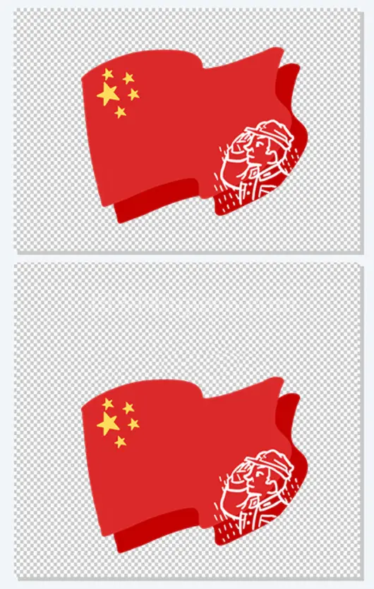 建军节红旗飘扬插画