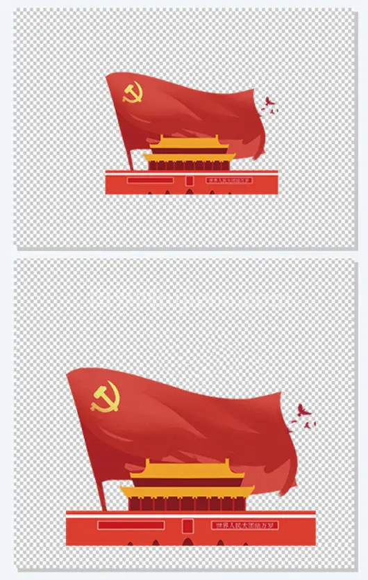 中国红色红旗天安门