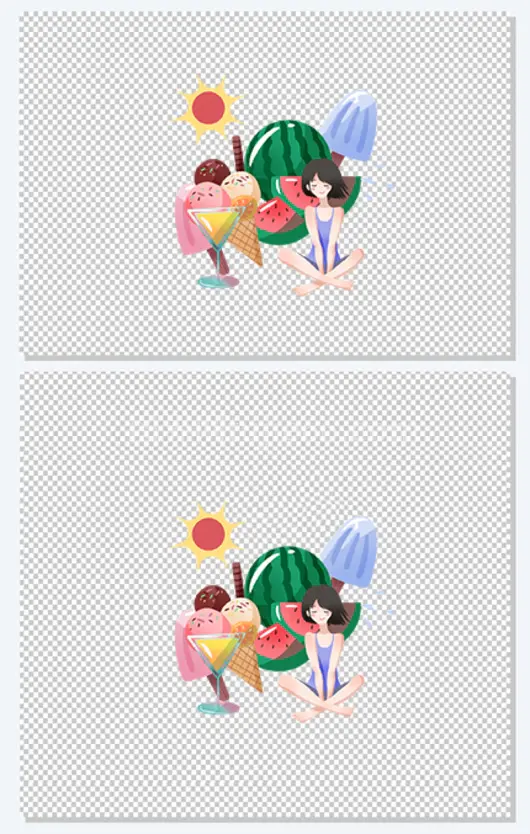 手绘夏季芒种节气吃冷饮女孩插画