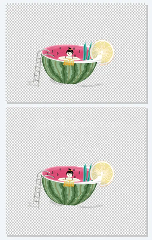 二十四节气之处暑西瓜饮料插画