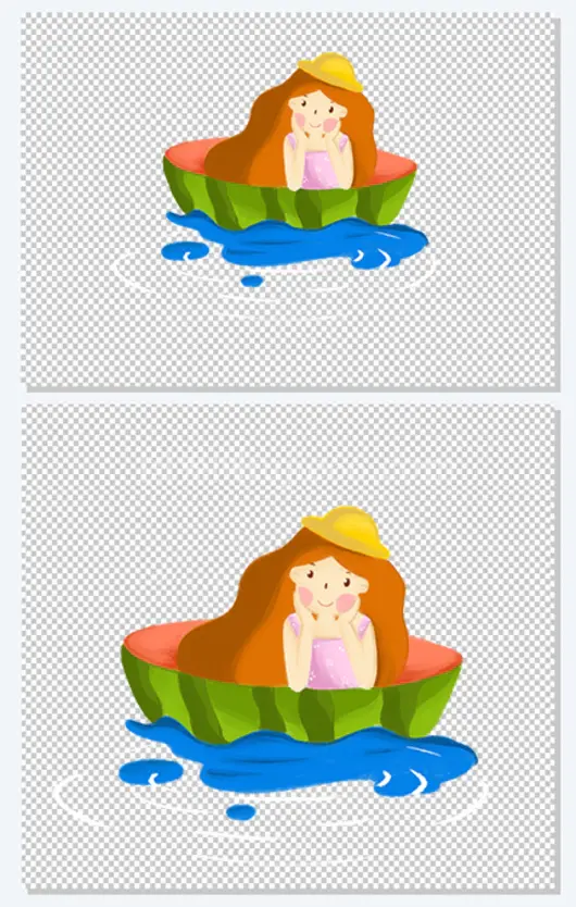 卡通处暑西瓜船主题插画
