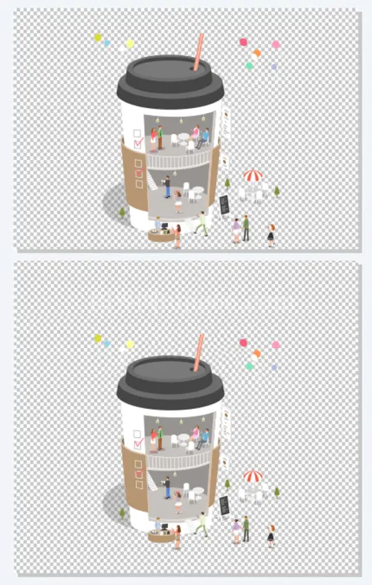 2.5D矢量创意立体咖啡杯插画