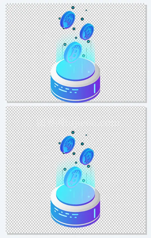 2.5D立体比特币插画图标
